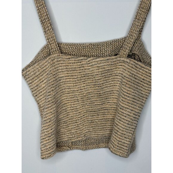 Lucy Paris Top Womens Crop Tank Textured Knit Size S Tan Square Neck Sleeveless - Picture 9 of 13